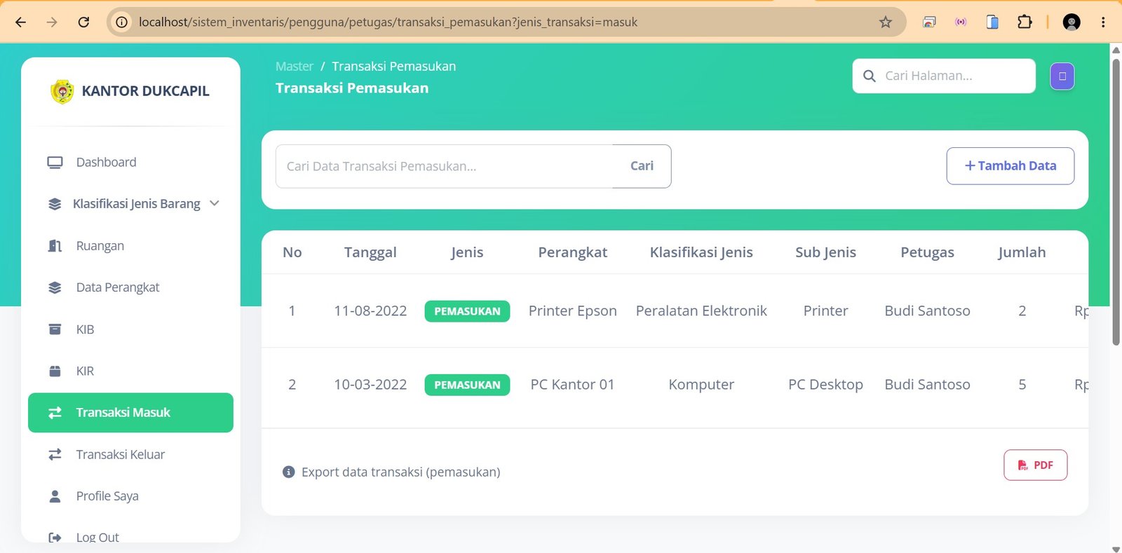 SI INVENTARIS KANTOR DUKCAPIL